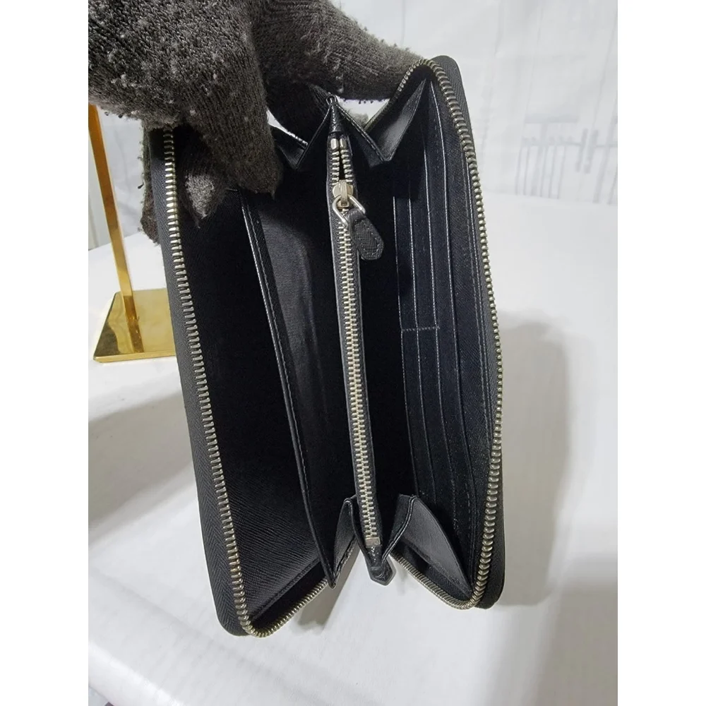 Prada Saffiano Leather Zip Around Wallet Black - Picture 13 of 13